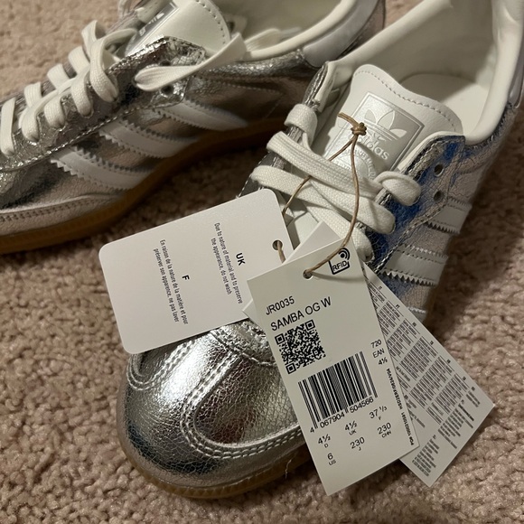 adidas Samba Silver and White Sneakers - Picture 5 of 7